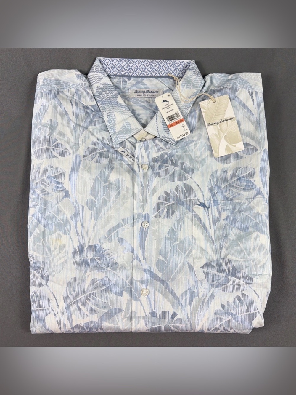Tommy Bahama Shirt Misty Fronds Print 3XLB Dew Drop Cotton Polyester MSRP $148